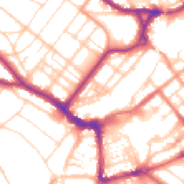 Daytime road noise heatmap for BN21 3UL