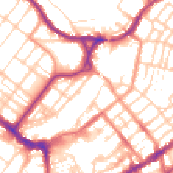 Daytime road noise heatmap for BN21 3XF