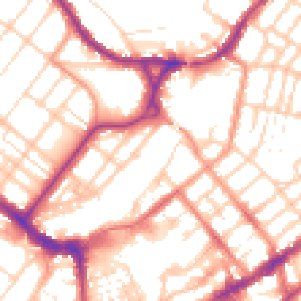 Daytime road noise heatmap for BN21 3XG