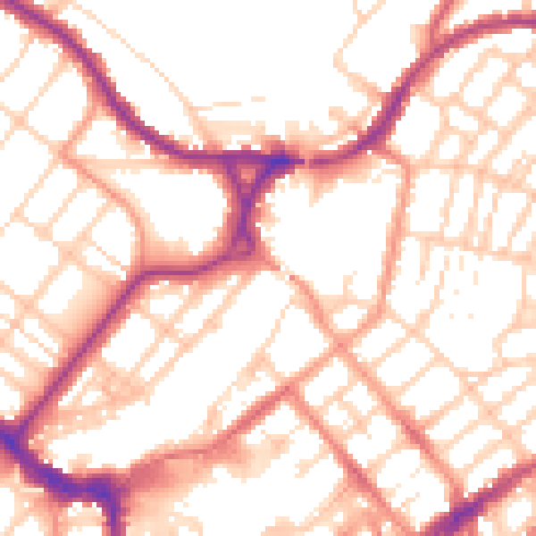 Daytime road noise heatmap for BN21 3XH