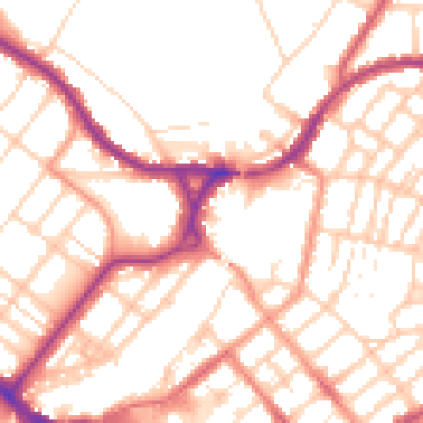 Daytime road noise heatmap for BN21 3XS