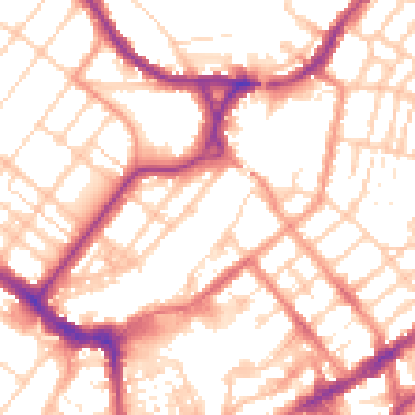 Daytime road noise heatmap for BN21 3XZ