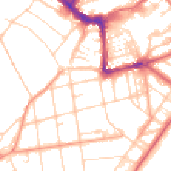 Daytime road noise heatmap for BN21 4EX