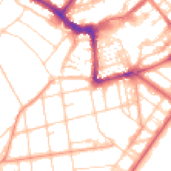 Daytime road noise heatmap for BN21 4EZ