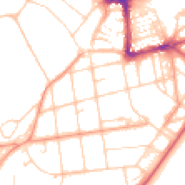 Daytime road noise heatmap for BN21 4HB