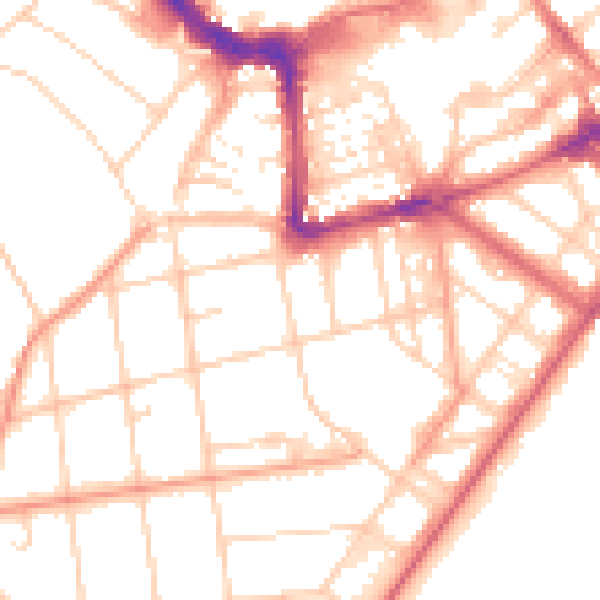 Daytime road noise heatmap for BN21 4HZ