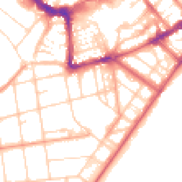 Daytime road noise heatmap for BN21 4JD