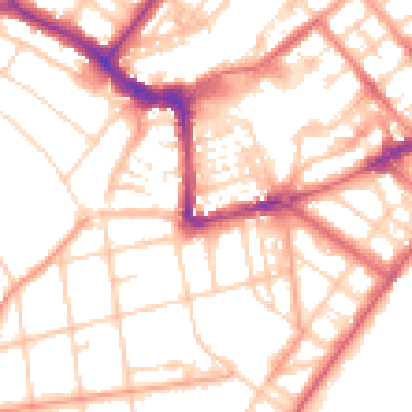 Daytime road noise heatmap for BN21 4LN
