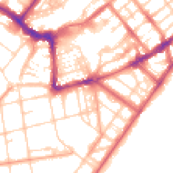 Daytime road noise heatmap for BN21 4LZ