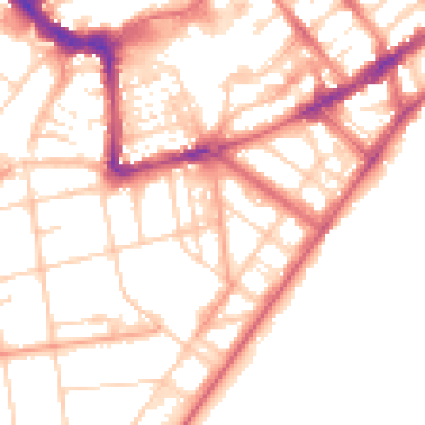 Daytime road noise heatmap for BN21 4NN