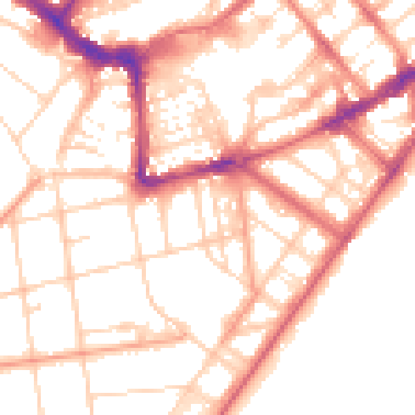 Daytime road noise heatmap for BN21 4NY