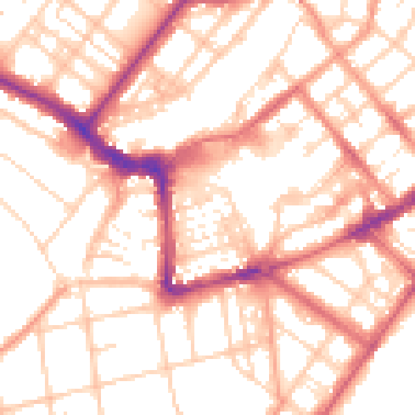 Daytime road noise heatmap for BN21 4PN