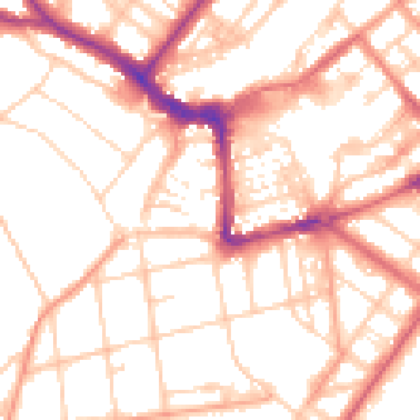 Daytime road noise heatmap for BN21 4SN