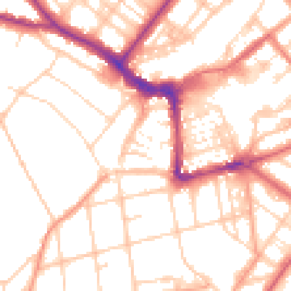 Daytime road noise heatmap for BN21 4SU
