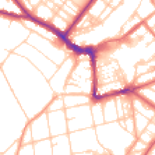 Daytime road noise heatmap for BN21 4SY
