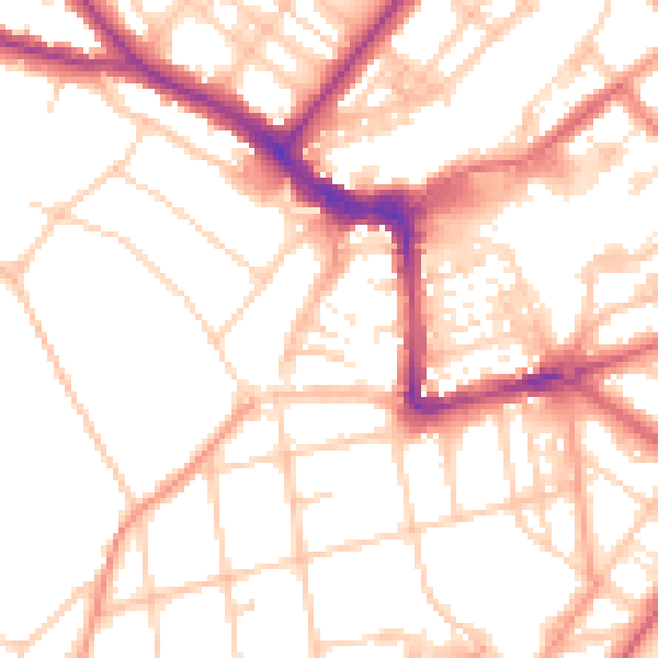 Daytime road noise heatmap for BN21 4UA
