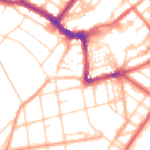Daytime road noise heatmap for BN21 4UQ