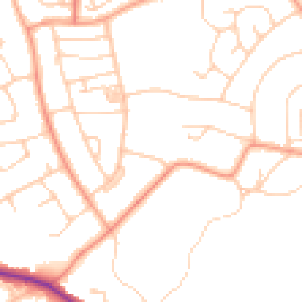 Daytime road noise heatmap for BN22 0AE
