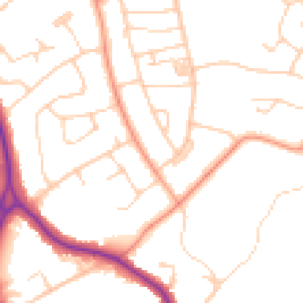 Daytime road noise heatmap for BN22 0BS