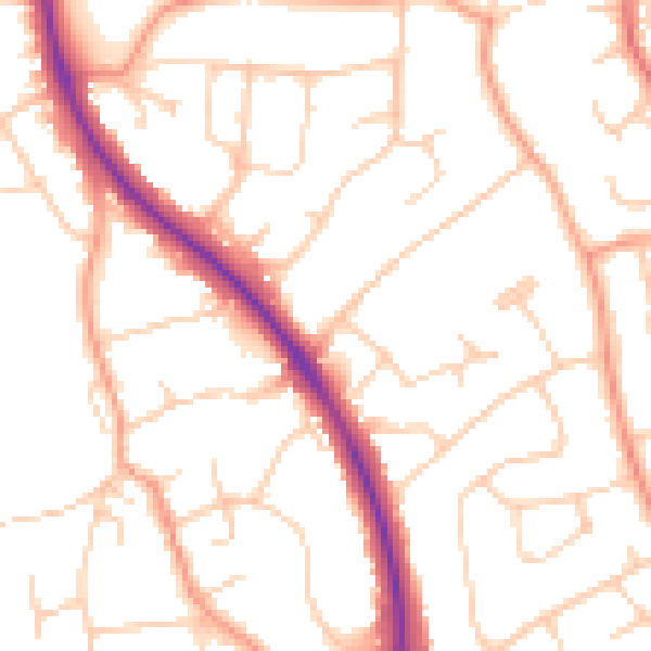 Daytime road noise heatmap for BN22 0HP