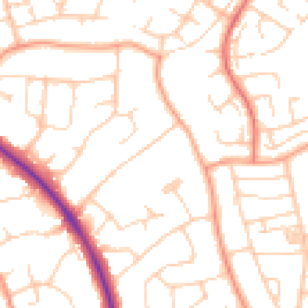 Daytime road noise heatmap for BN22 0HU