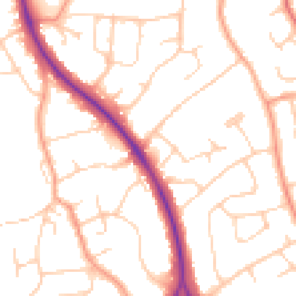 Daytime road noise heatmap for BN22 0JA