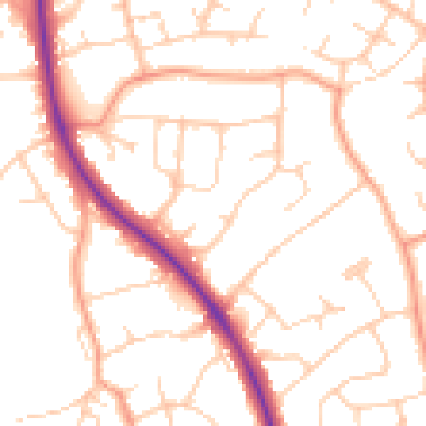 Daytime road noise heatmap for BN22 0JR