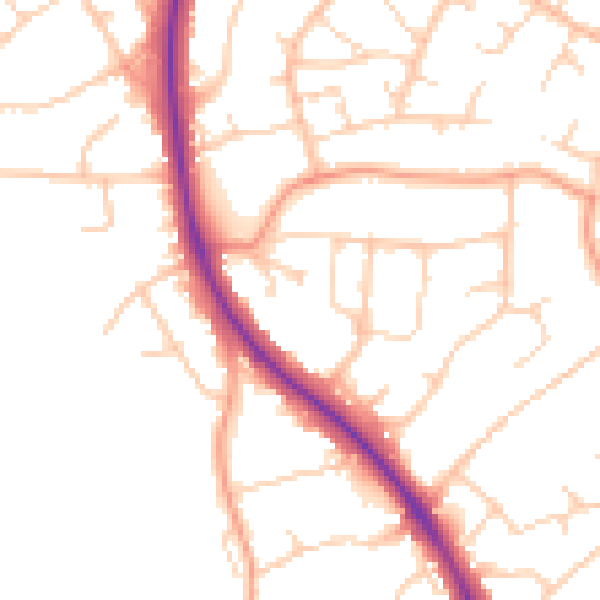 Daytime road noise heatmap for BN22 0ND