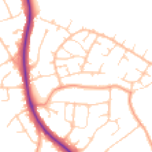 Daytime road noise heatmap for BN22 0PU