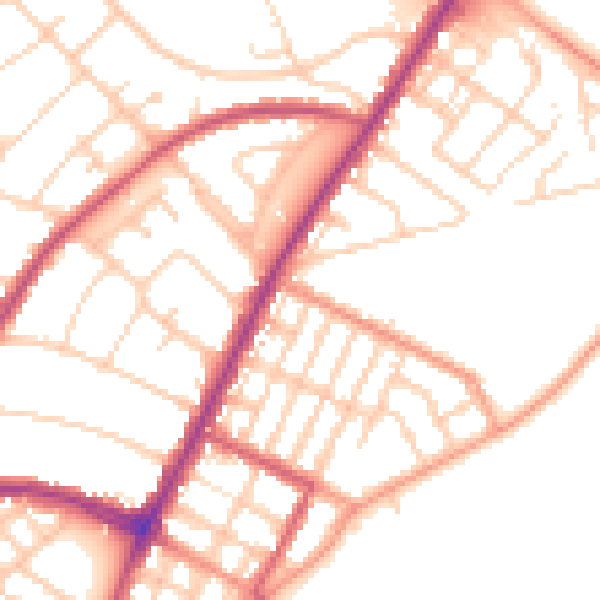 Daytime road noise heatmap for BN22 7LT