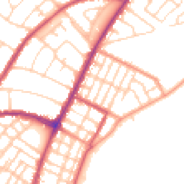 Daytime road noise heatmap for BN22 7NY