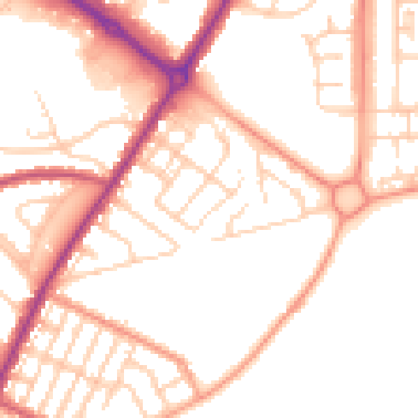 Daytime road noise heatmap for BN22 7PU