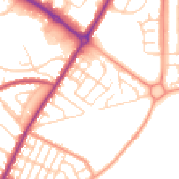 Daytime road noise heatmap for BN22 7SU