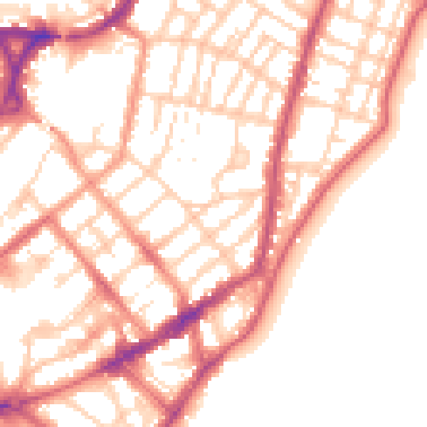 Daytime road noise heatmap for BN22 8AQ