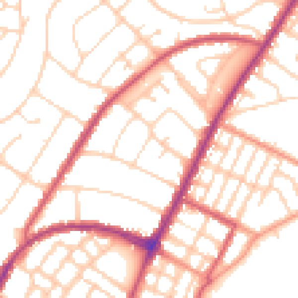 Daytime road noise heatmap for BN22 8NY