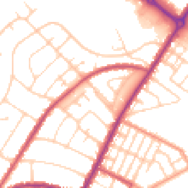 Daytime road noise heatmap for BN22 8PT
