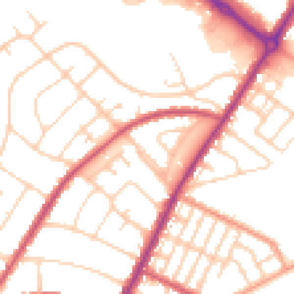 Daytime road noise heatmap for BN22 8PZ