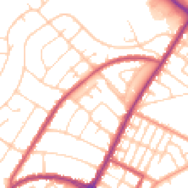 Daytime road noise heatmap for BN22 8QA