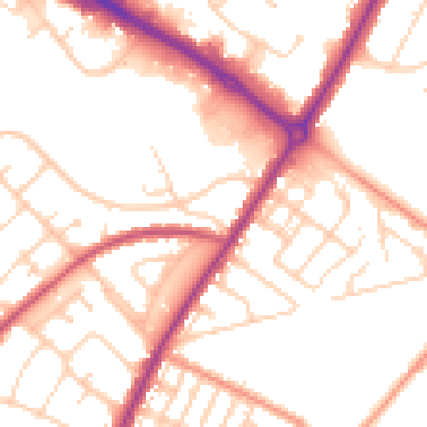 Daytime road noise heatmap for BN22 8QG