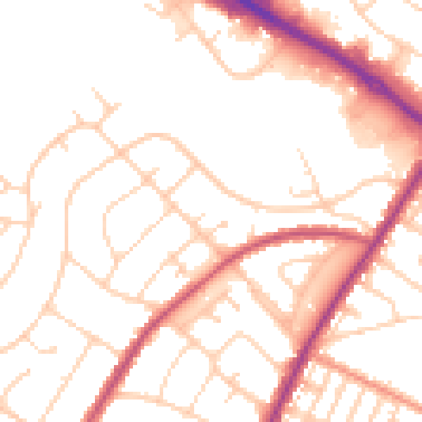Daytime road noise heatmap for BN22 8SD