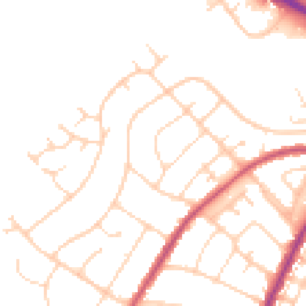 Daytime road noise heatmap for BN22 8SN