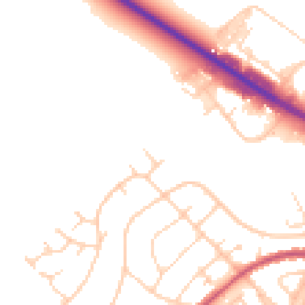 Daytime road noise heatmap for BN22 8SU