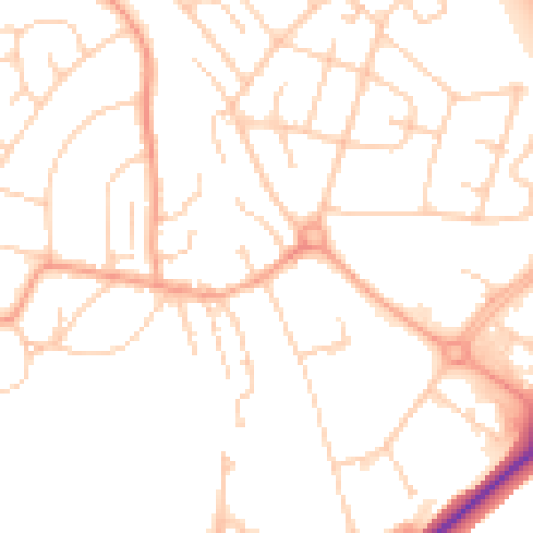 Daytime road noise heatmap for BN22 9BJ