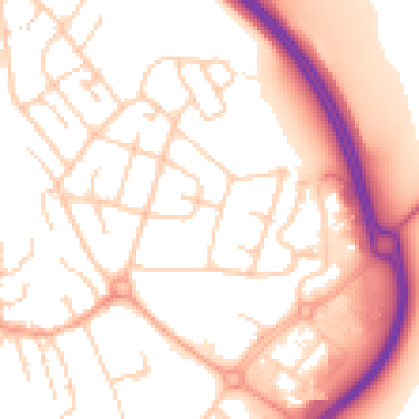 Daytime road noise heatmap for BN22 9DJ