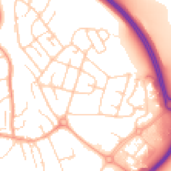 Daytime road noise heatmap for BN22 9DL