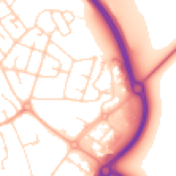 Daytime road noise heatmap for BN22 9EB