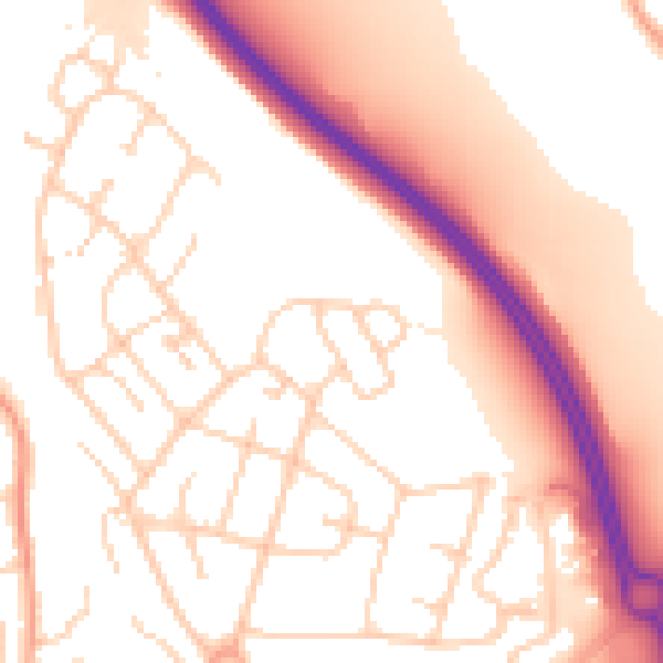 Daytime road noise heatmap for BN22 9HL