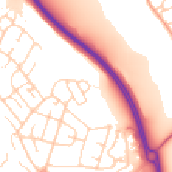 Daytime road noise heatmap for BN22 9HQ