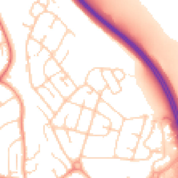 Daytime road noise heatmap for BN22 9HR