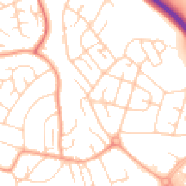 Daytime road noise heatmap for BN22 9JD